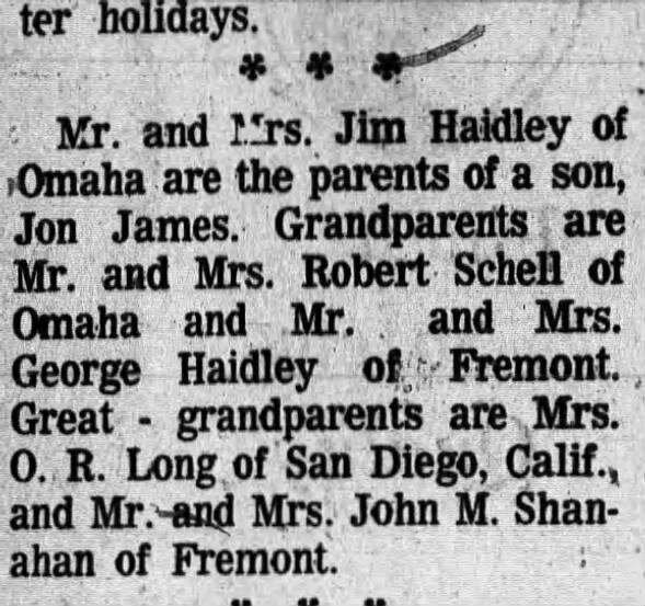 Clipping from Fremont Tribune